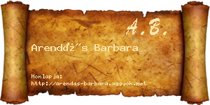 Arendás Barbara névjegykártya